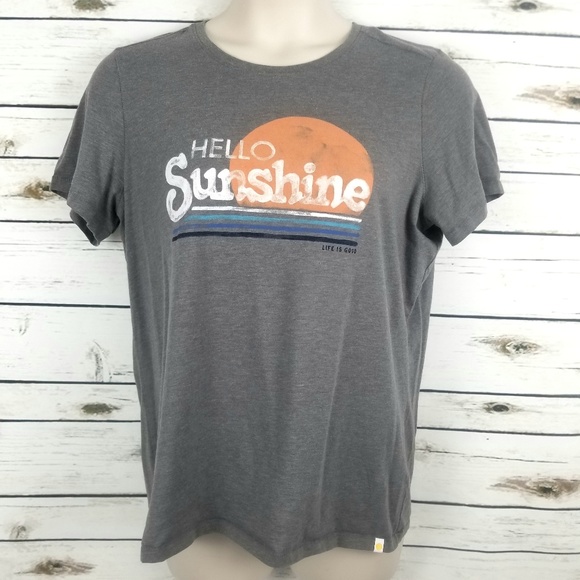 Life Is Good Tops - Life Is Good XL Cool Fit Tee Gray Hello Sunshine